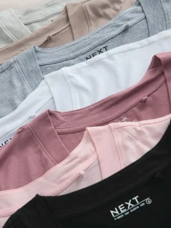 New Next Black/Grey/Pink Cap Sleeve T-Shirts 7 Pack