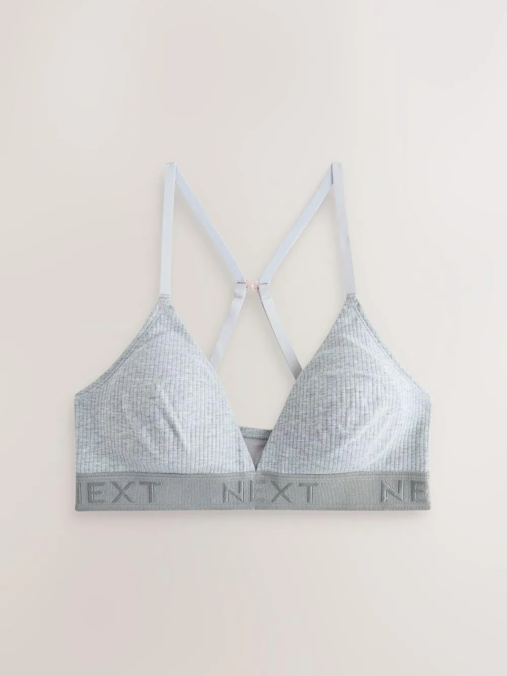 Outlet Next Cotton Ribbed Logo Bralettes 3 Pack Black/Grey/Pink
