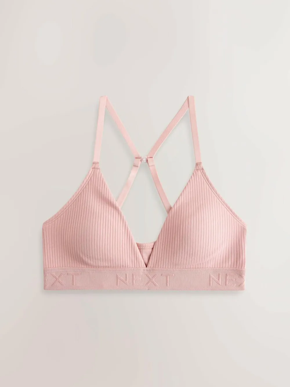 Outlet Next Cotton Ribbed Logo Bralettes 3 Pack Black/Grey/Pink