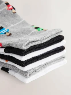 Online Next Black/Grey/White Football Cotton Rich Socks 7 Pack