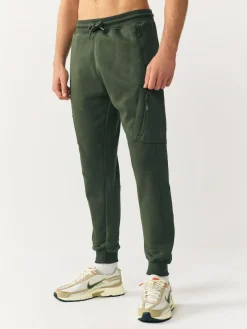 New Next Slim Fit Utility Brushback Heavyweight 2 Pack Cargo Joggers Black/Khaki Green