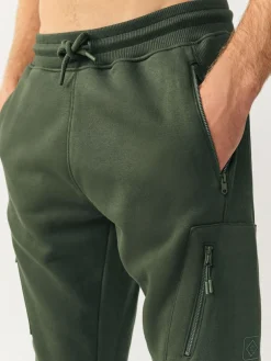 New Next Slim Fit Utility Brushback Heavyweight 2 Pack Cargo Joggers Black/Khaki Green