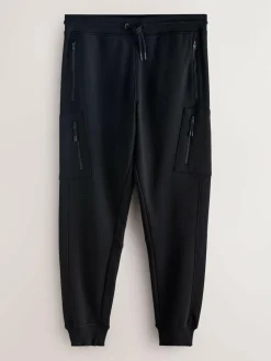 New Next Slim Fit Utility Brushback Heavyweight 2 Pack Cargo Joggers Black/Khaki Green