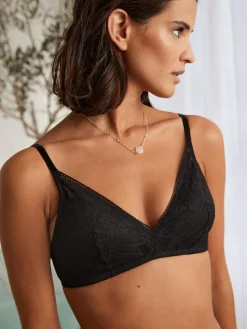 Online Next Pad Non Wire Lace Detail Ultimate Comfort Bras 2 Pack Black/Mauve Purple