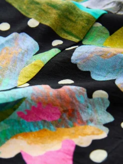 Online Next Printed Long Sleeve Shirt Dress Black/Multi Floral