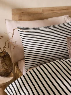 Next Black/Natural Slim Stripe Duvet Cover and Pillowcase Set^ Bedsets & Duvet Covers