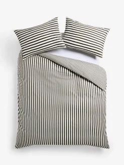 Next Black/Natural Slim Stripe Duvet Cover and Pillowcase Set^ Bedsets & Duvet Covers