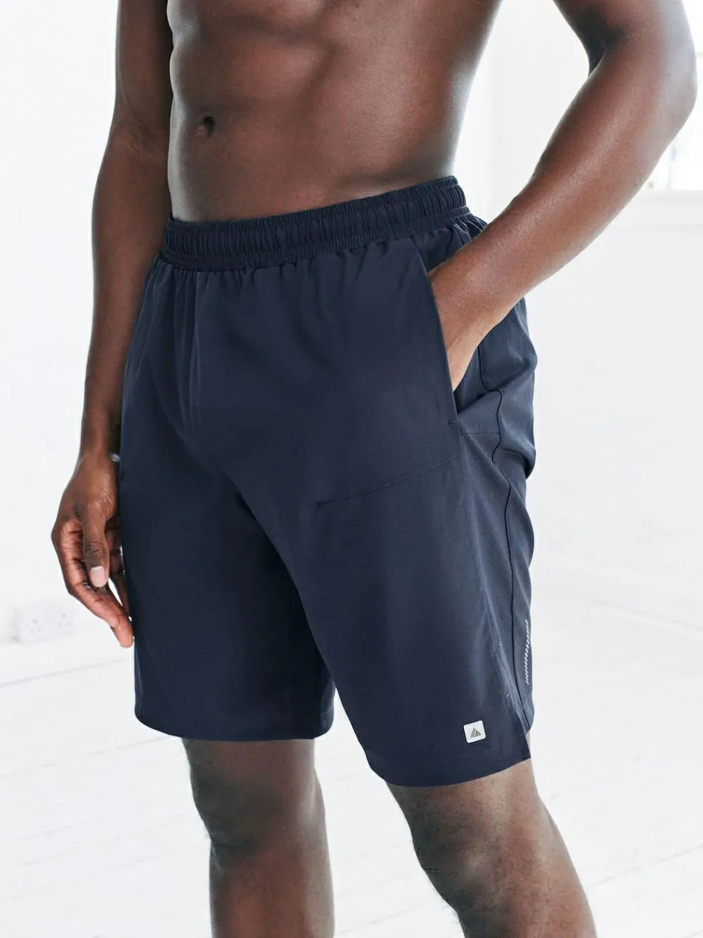 Next Black/Navy Blue 9 Inch Active Gym Sports Shorts 2 Pack