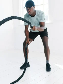 Next Black/Navy Blue 9 Inch Active Gym Sports Shorts 2 Pack