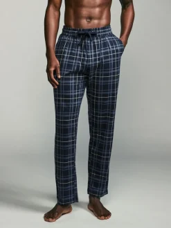 Next Black/Navy Blue Check Jersey 100% Cotton Pyjama Bottoms 2 Pack^ Pyjamas