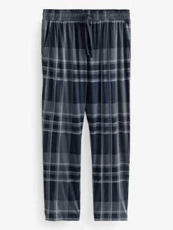 Next Black/Navy Blue Check Jersey 100% Cotton Pyjama Bottoms 2 Pack^ Pyjamas