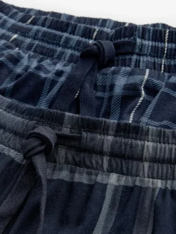 Next Black/Navy Blue Check Jersey 100% Cotton Pyjama Bottoms 2 Pack^ Pyjamas