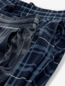 Next Black/Navy Blue Check Jersey 100% Cotton Pyjama Bottoms 2 Pack^ Pyjamas