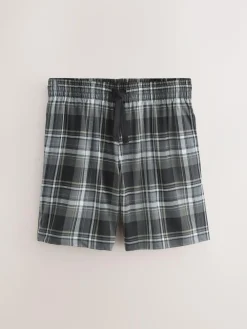 Outlet Next Black/Navy Blue Check Short Sleeve Jersey Pyjamas Set 2 Pack