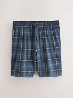 Outlet Next Black/Navy Blue Check Short Sleeve Jersey Pyjamas Set 2 Pack