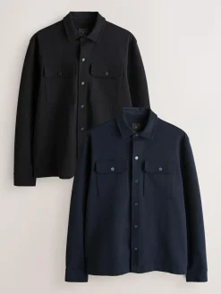 Sale Next Jersey Twill Popper Shackets 2 Pack Black/Navy Blue