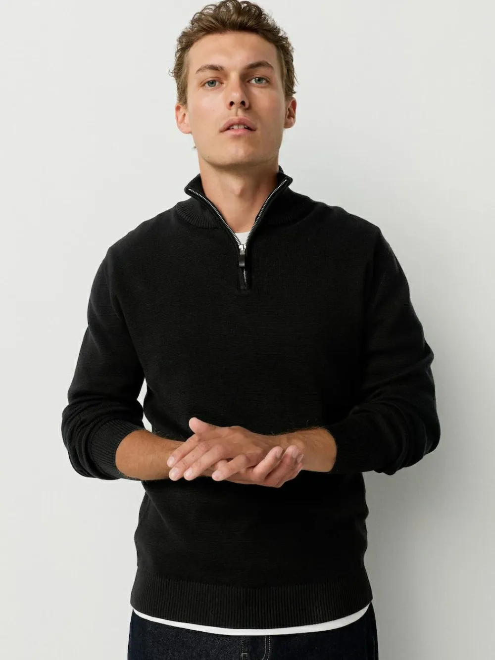 Next N.Premium 100% Cotton Regular Fit Premium Quarter Zip Jumpers 2 Pack^ Nightwear|Knitwear