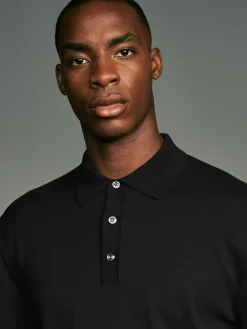 Online Next Regular Fit Knitted Long Sleeve Polo Shirts 2 Pack Black/Navy Blue