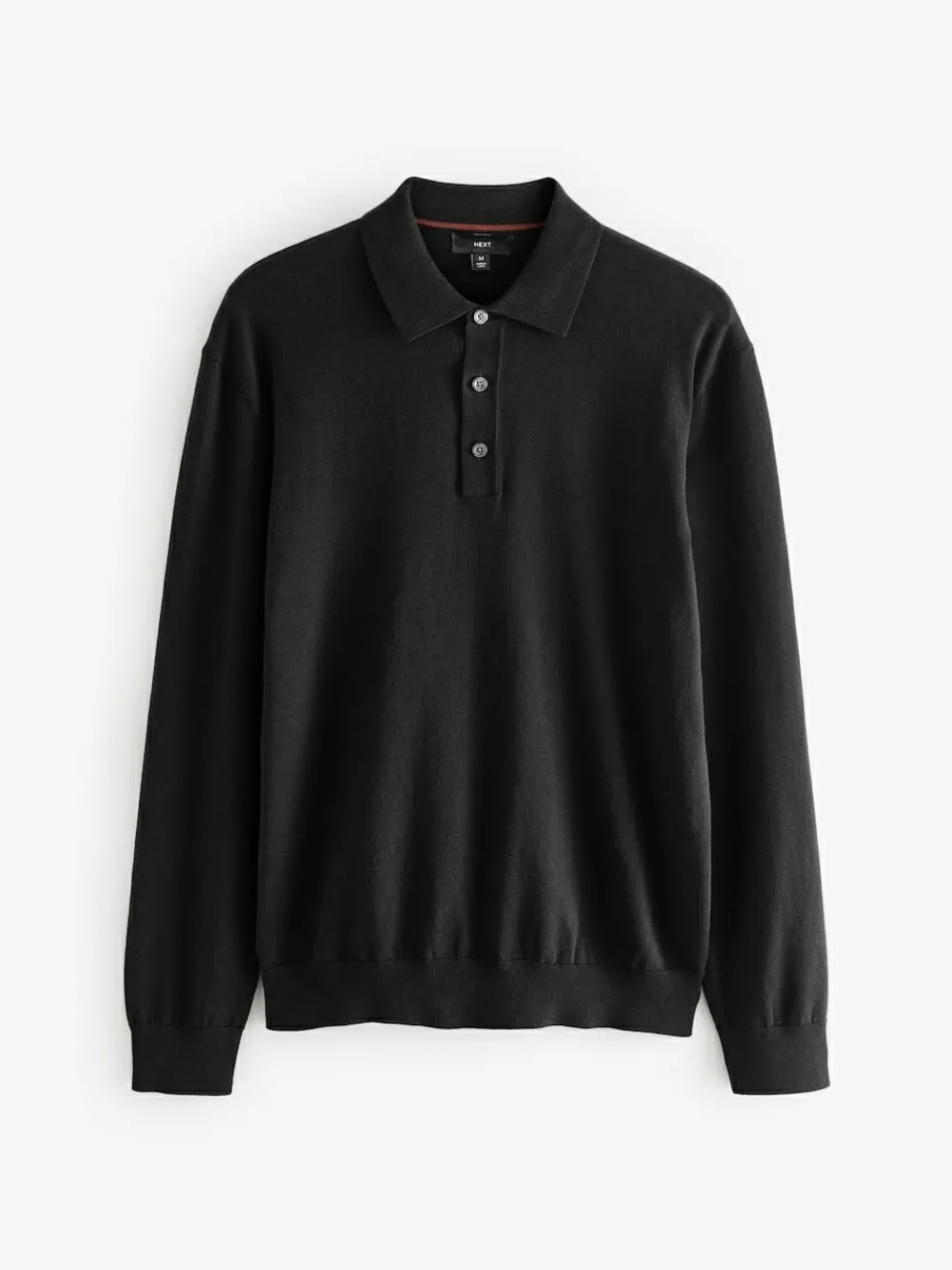 Online Next Regular Fit Knitted Long Sleeve Polo Shirts 2 Pack Black/Navy Blue