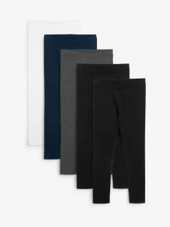 New Next Black/Navy Blue/Grey/White Leggings 5 Pack (3-16yrs)