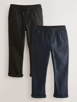 Next Black/Navy Rib Waist Pull-On Trousers 2 Pack (3-16yrs)^BOY Joggers|Pants & Chinos