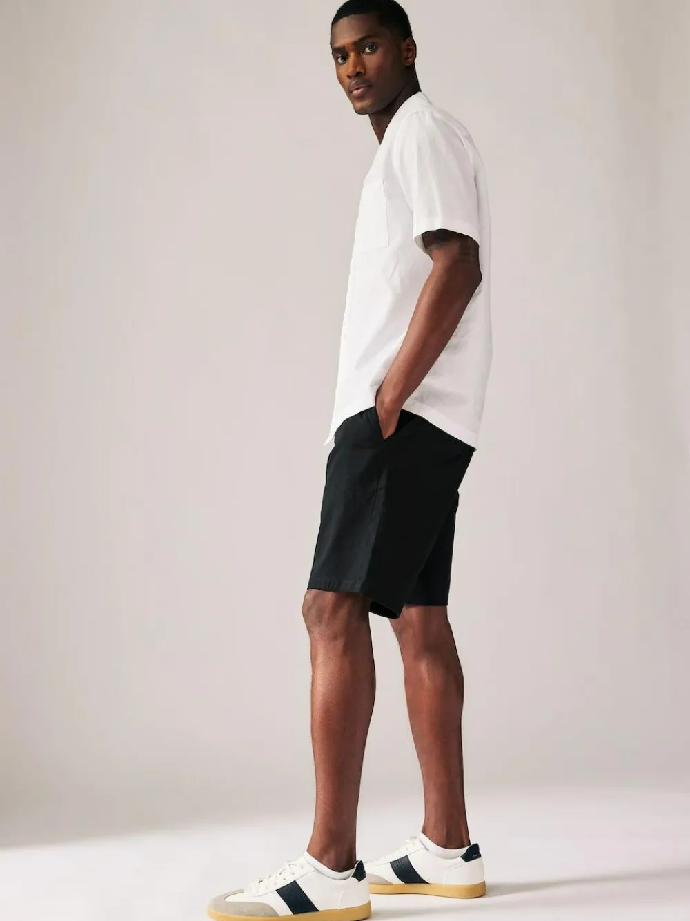 Hot Next Slim Fit Stretch Chino Shorts 2 Pack Black/Navy