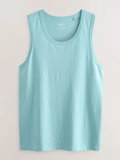 New Next 100% Cotton Vests 4 Pack Black/Navy/White/Blue