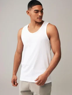 New Next 100% Cotton Vests 4 Pack Black/Navy/White/Blue