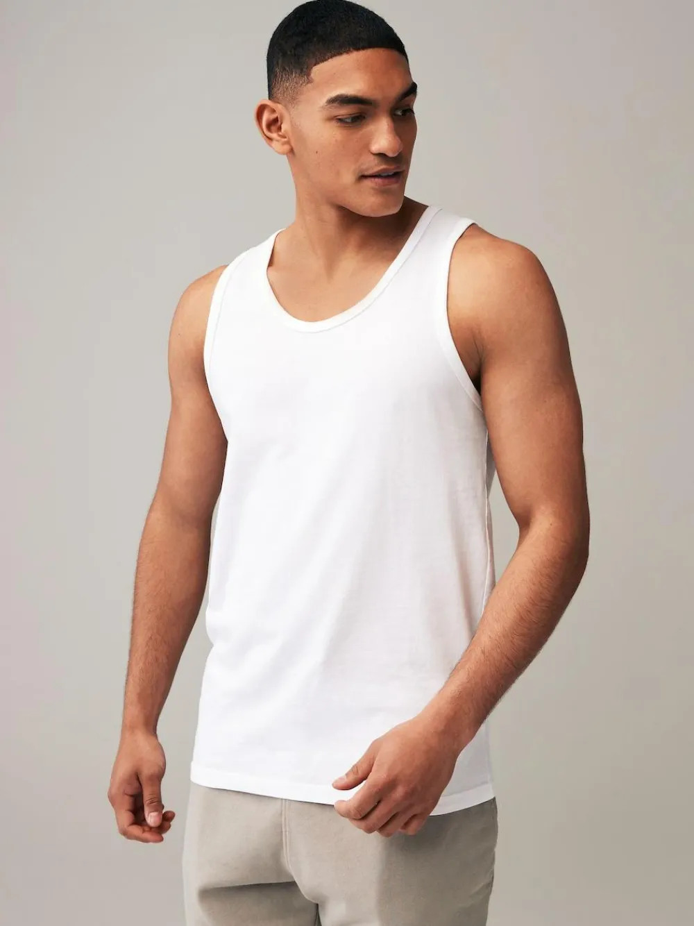 New Next 100% Cotton Vests 4 Pack Black/Navy/White/Blue