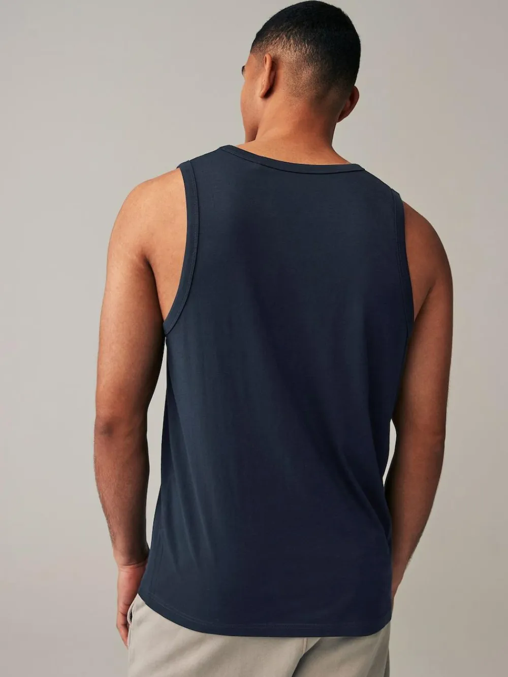 New Next 100% Cotton Vests 4 Pack Black/Navy/White/Blue