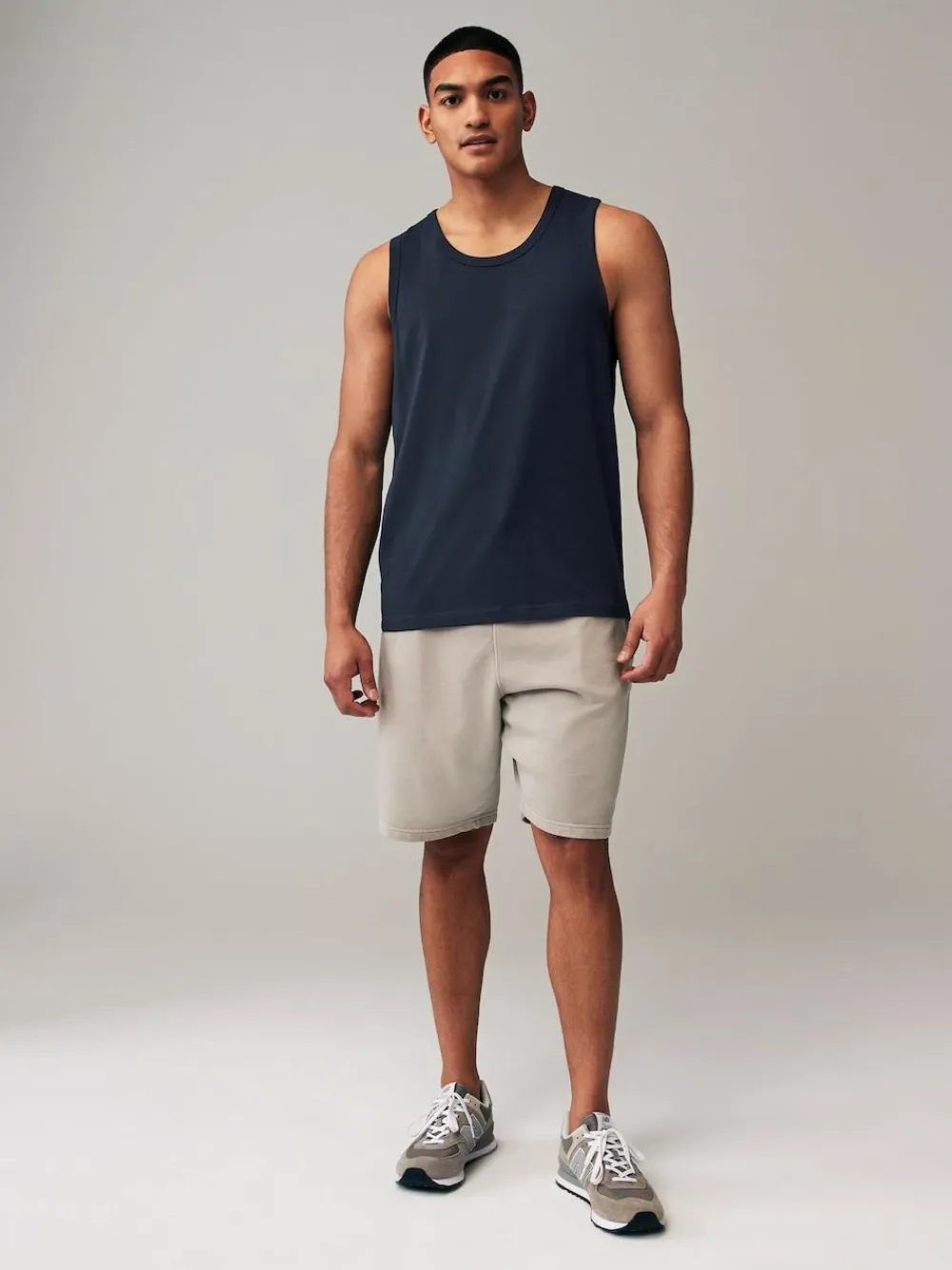 New Next 100% Cotton Vests 4 Pack Black/Navy/White/Blue