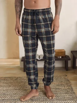 Best Next Black/Neutral Check Motionflex Corded Cosy Cuffed Pyjama Bottoms