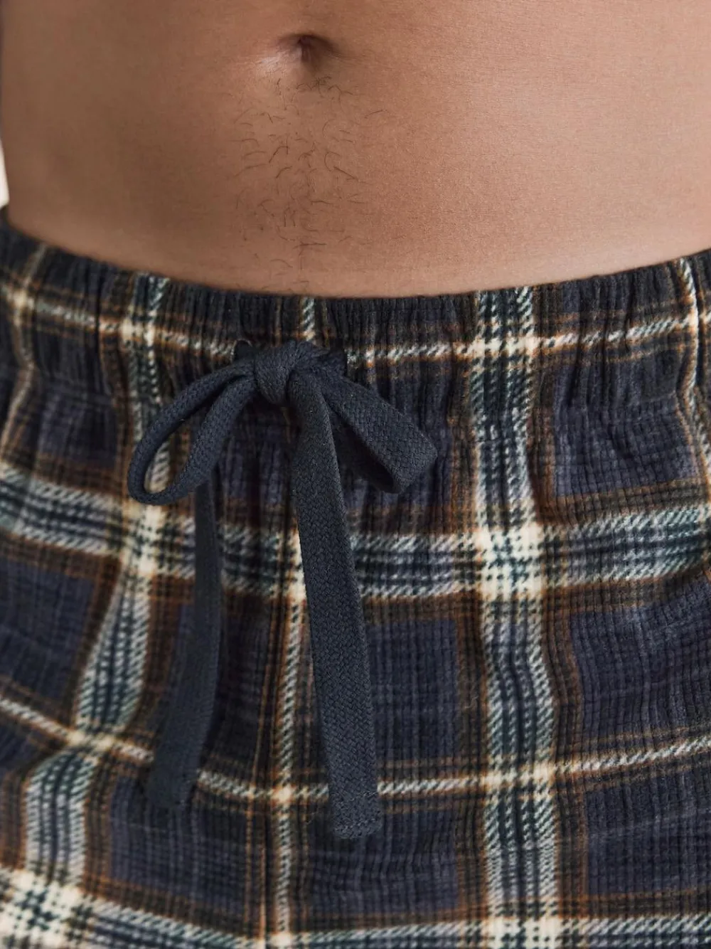 Best Next Black/Neutral Check Motionflex Corded Cosy Cuffed Pyjama Bottoms