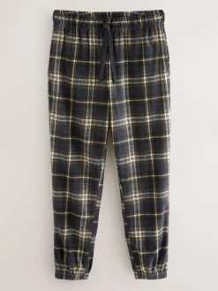 Best Next Black/Neutral Check Motionflex Corded Cosy Cuffed Pyjama Bottoms