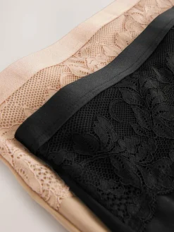 Next Black/Nude High Waist Lace Tummy Control Light Shaping Knickers 2 Pack