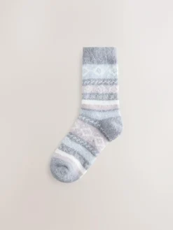Sale Next Black/Pastel Fairisle Superhairy Cosy Socks 2 Pack