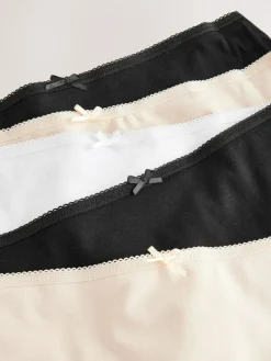 Hot Next Black/Pastel Rose Nude/White Midi Cotton Rich Knickers 5 Pack