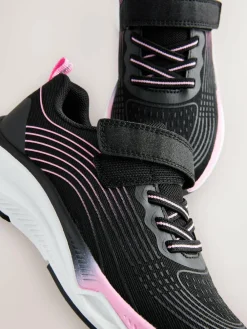 New Next Elastic Lace-Up Trainers Black/Pink
