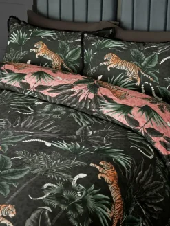 Next Black/Pink Fringed Tiger Duvet Cover and Pillowcase Set