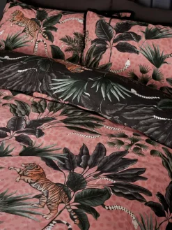 Next Black/Pink Fringed Tiger Duvet Cover and Pillowcase Set