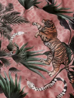 Next Black/Pink Fringed Tiger Duvet Cover and Pillowcase Set