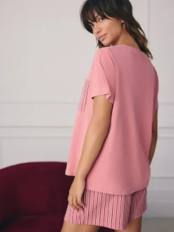 Best Next Short Set Pyjamas 2 Pack Black/Pink Stripe