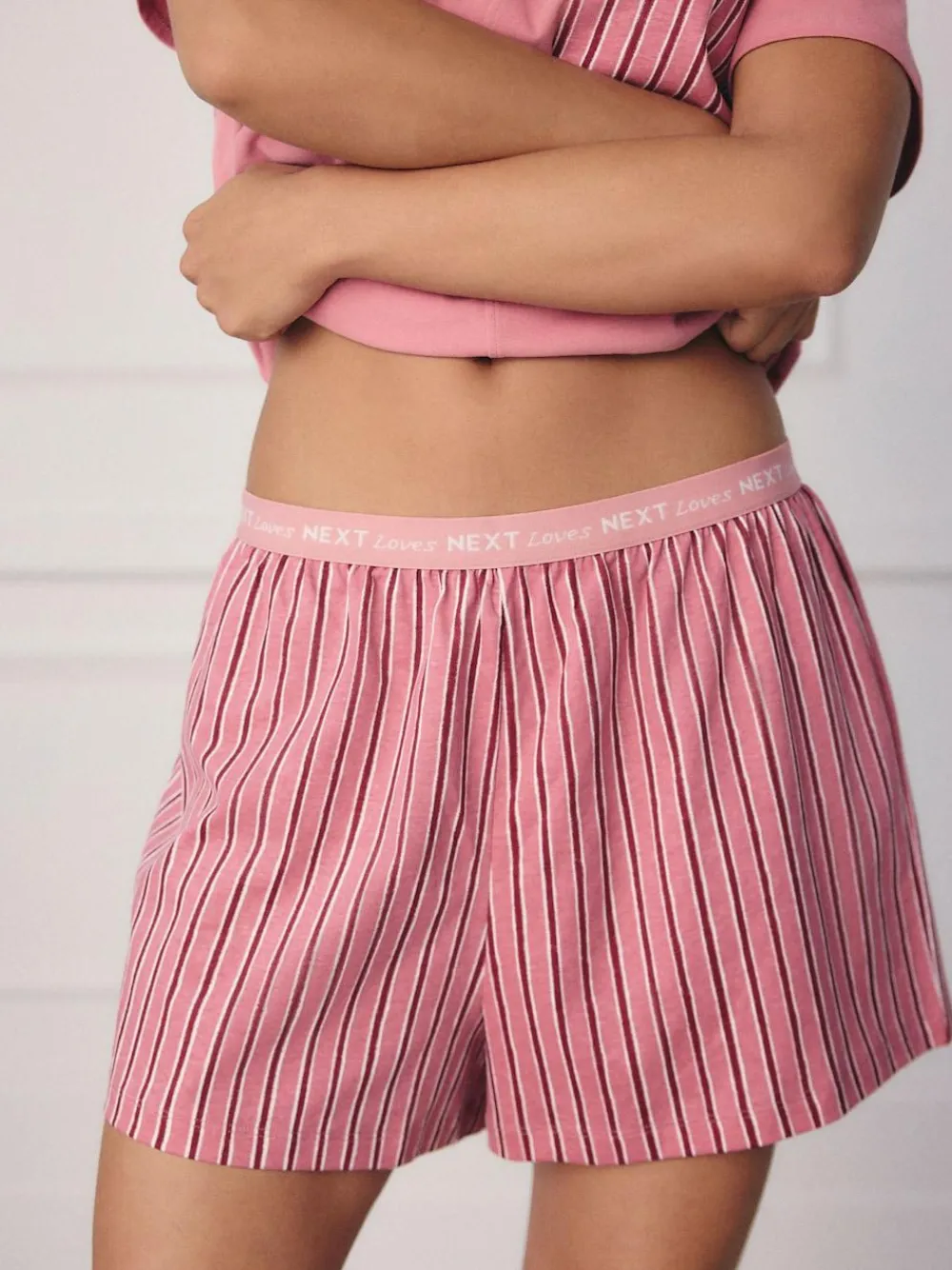Best Next Short Set Pyjamas 2 Pack Black/Pink Stripe