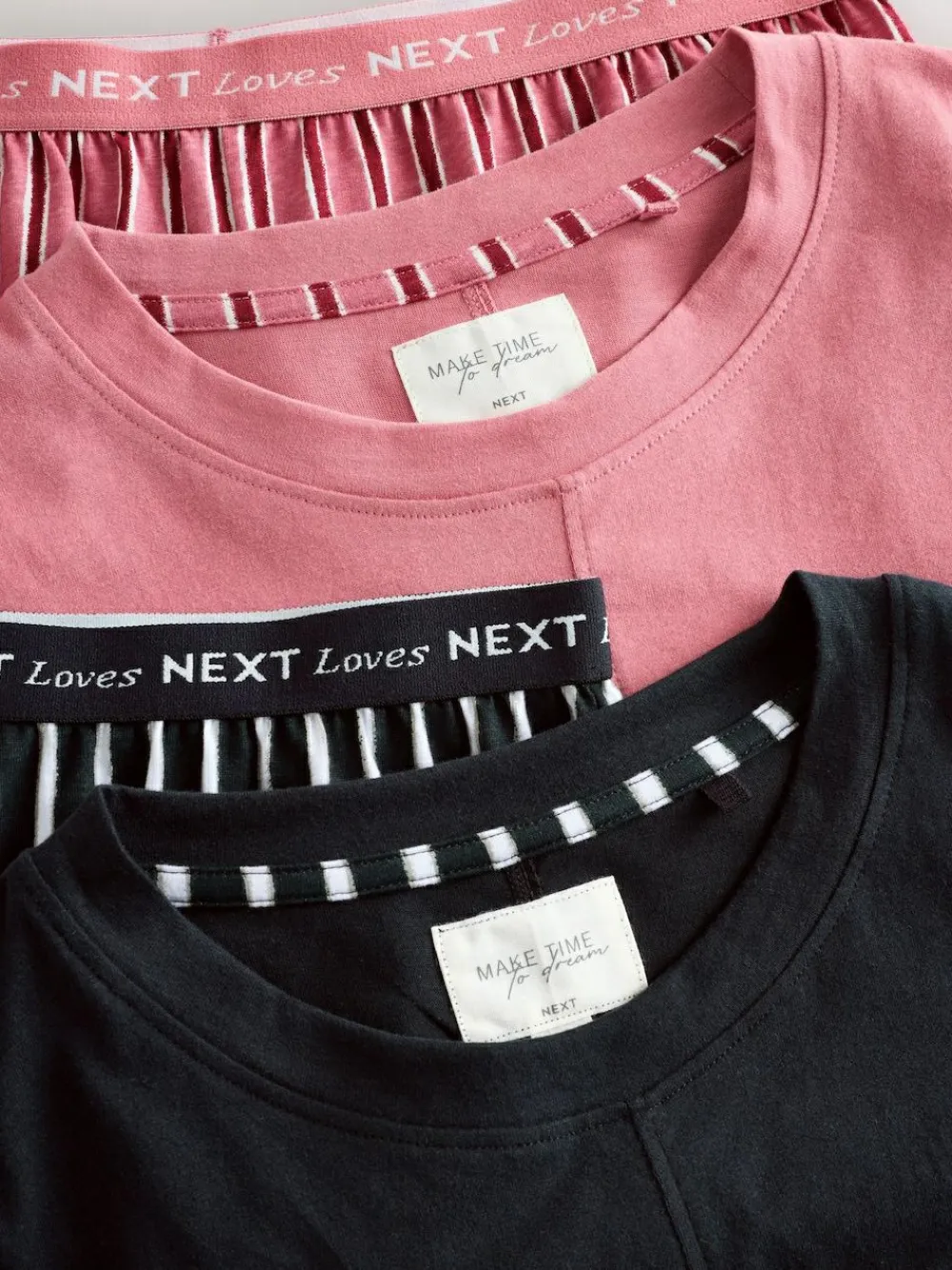 Best Next Short Set Pyjamas 2 Pack Black/Pink Stripe