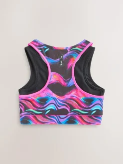 Next Sports Crop Top (5-16yrs) Black/Pink Wave
