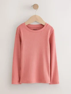 Clearance Next Black/Pink/White Long Sleeve Ribbed Tops 3 Pack (3-16yrs)