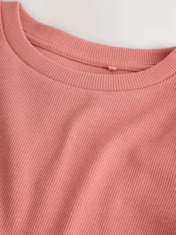 Clearance Next Black/Pink/White Long Sleeve Ribbed Tops 3 Pack (3-16yrs)