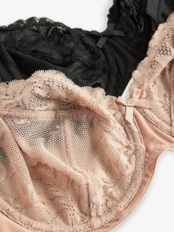 Discount Next Non Pad Balcony DD+ Lace Bras 2 Pack Black/Praline Nude