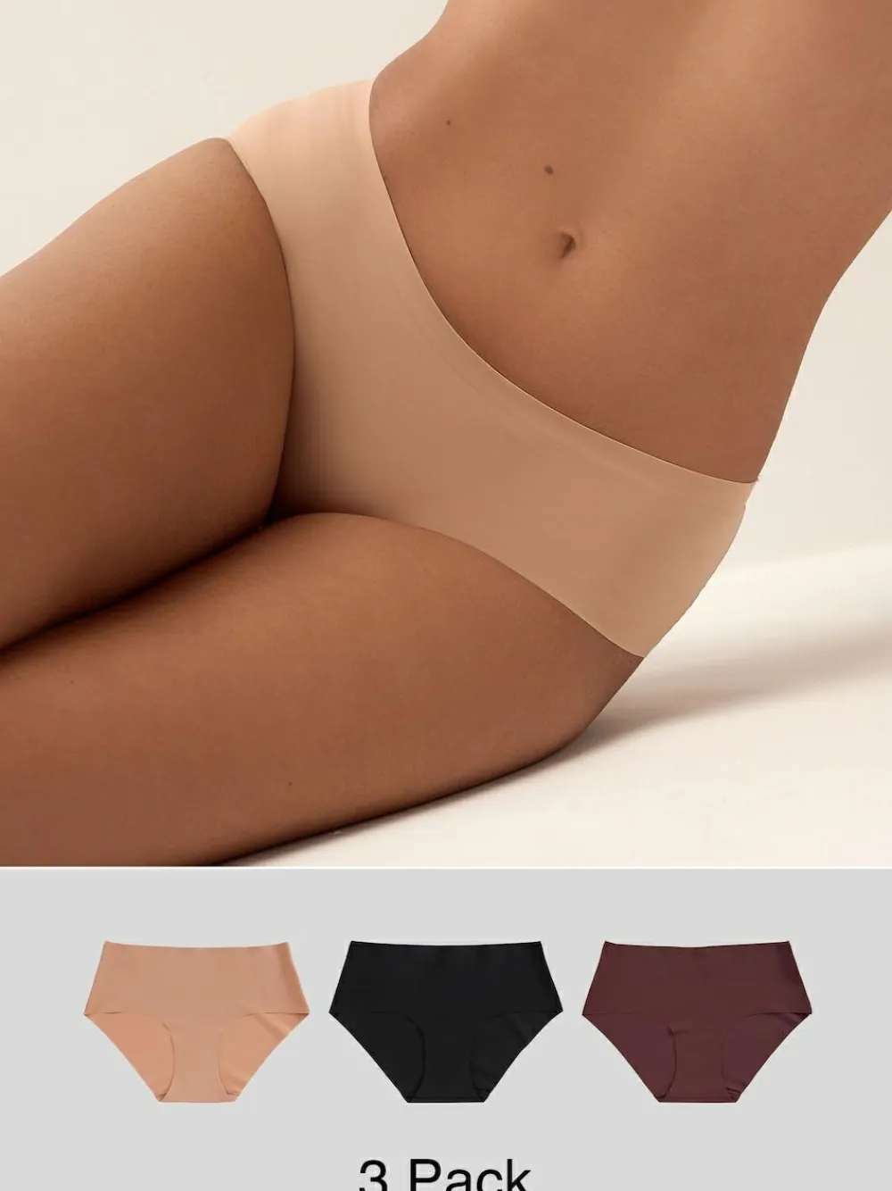 Discount Next Short No VPL Comfort Knickers 3 Pack Black/Praline Nude/Chocolate Nude