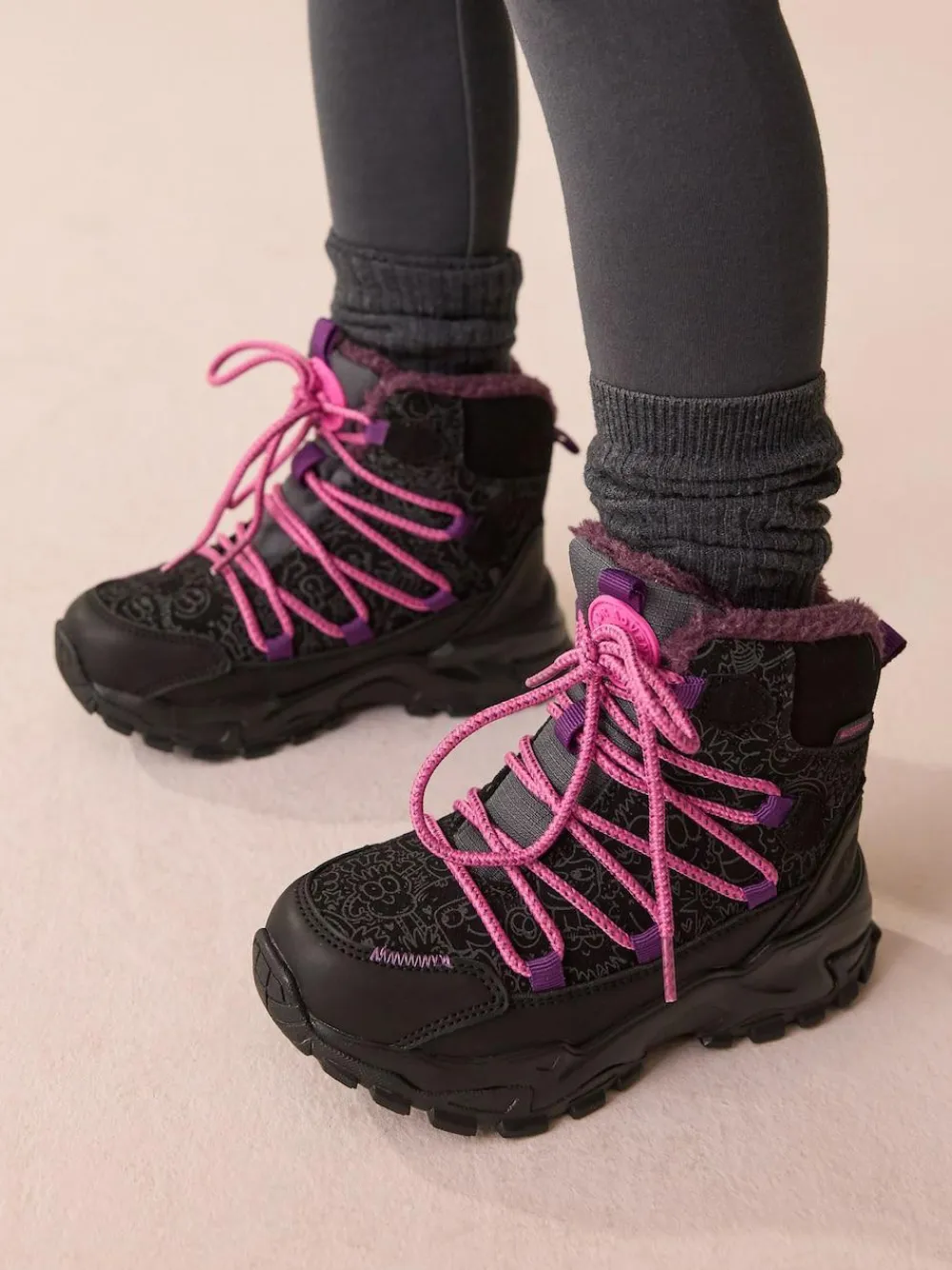 Next Black/Purple Printed Waterproof Walking Boots^ Boots & Wellies